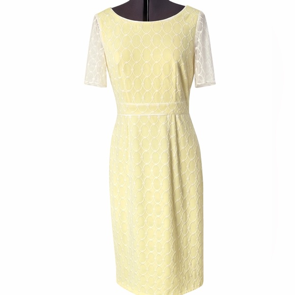 ANTONIO MELANI Dresses & Skirts - Antonio Melani Yellow Lace Sheath Dress Size‎ 2